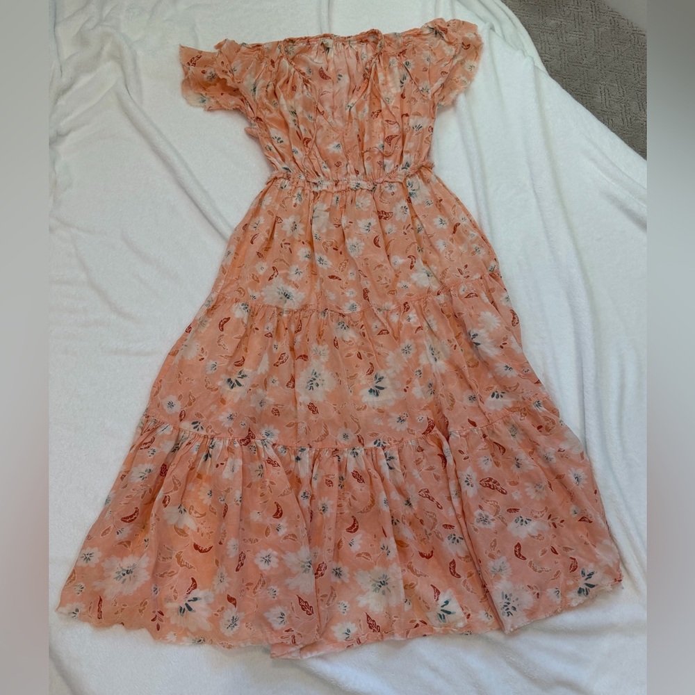 Elan Peach Floral Midi Dress